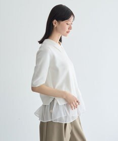 YECCA VECCA 2way襟付きフリルレイヤードニット
