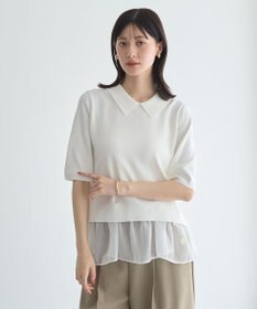YECCA VECCA 2way襟付きフリルレイヤードニット