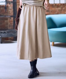 ANY 【ウエストゴム】スエードフレアスカート ベージュ