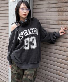 WEGO 【25年秋冬新作】2WAYグラフィックワンショルBIGスウェット