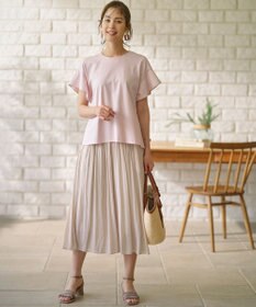 組曲 GIZAプレーティング天竺フリルスリーブ Tシャツ