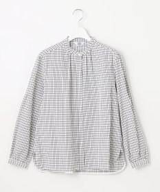 J.PRESS LADIES 【洗える】 セルロースチェック バンドカラー ブラウス