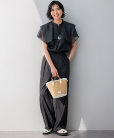 23区 L 【洗える】デニムライクシャンブレー ワイドパンツ