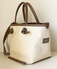 Hekhèr Le Style de Vie 【日本製 / 2WAY】コットンキャンバス×シュリンクレザー ノットハンドバッグ medium