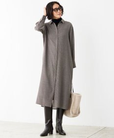 自由区今季モデル　濃紺 シャツワンピース 長袖 ティアード　※数回の着用のみ 自由区今季モデル 濃紺 シャツワンピース 長袖 ティアード ※数回