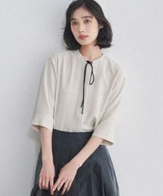 23区 【先行予約】ストレッチジョーゼット スタンドカラー リボン ブラウス