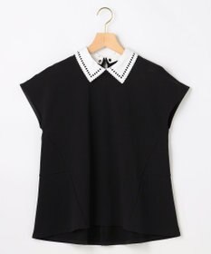 組曲 【先行予約】フレンチテリー 刺繍襟 ペプラムカットソー
