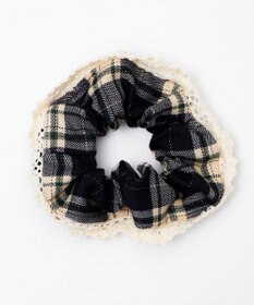 WEGO Lレースフリルラメチェックシュシュ