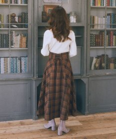 earth music&ecology バックレースアップチェックスカート