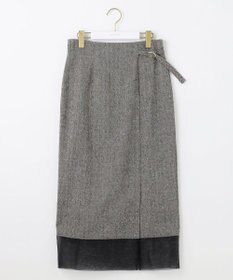 ANY SIS シアーコンビヘリンボーン スカート