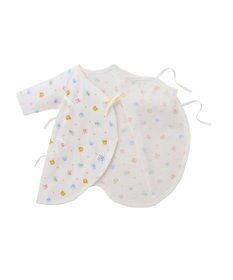 MIKI HOUSE HOT BISCUITS 【50-60cm】 フライス素材の総柄コンビ肌着