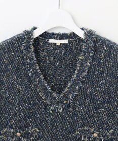 自由区 ミックスツイードニット  ベスト