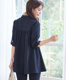 Tiaclasse 【洗える】フレアシャツチュニックブラウス