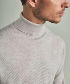 GOTAIRIKU 【家庭洗濯可能】イタリア糸 ハイゲージ タートルニット_リンクス柄