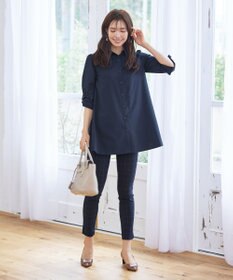 Tiaclasse 【洗える】フレアシャツチュニックブラウス