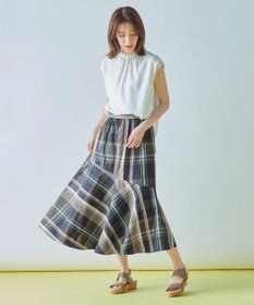 ANY L 【洗濯機可能/ウエストゴム】ビックチェックマーメイドスカート