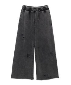 WEGO 【ウエストゴム】ダメージスウェットワイドパンツ