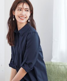 Tiaclasse 【洗える】フレアシャツチュニックブラウス