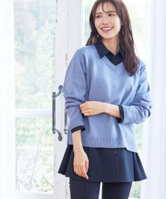 Tiaclasse 【洗える】フレアシャツチュニックブラウス