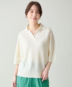 ANY L アクリルガーターポロ衿ニット