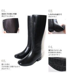 Pointer 本革ローヒール スクエアトゥロングブーツ