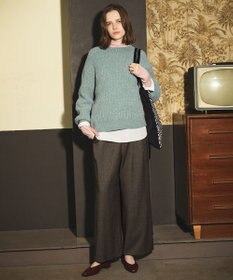 ANY L ウール混リブタートルネックカットソー