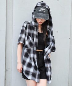 WEGO フードチェックBIGシャツ（S）