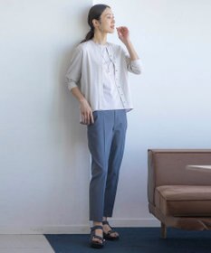 J.PRESS LADIES L 【セットアップ対応・洗える・撥水・防汚】コットンFITTYシャーク テーパード パンツ