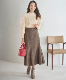 ANY SIS 【洗える】ラメツイードナローフレア スカート