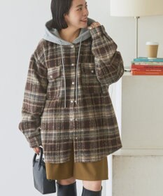 AMERICAN HOLIC フード付きシャギーチェックシャツ