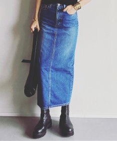 woadblue ＜坪田あさみさんコラボ＞コットン100％I LINE DENIM SKIRT  Iライン デニムスカート