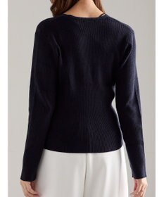 Te chichi ウェーブメタル釦Vネックリブカーディガン