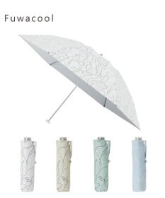 MOONBAT 【晴雨兼用/ 一級遮光/UV99％】フワクール (Fuwacool) 折りたたみ日傘 フワクールホワイト ラインフラワー 軽量