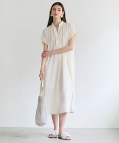BEIGE， 【イージーケア】BATEAU / ギャザー ストレートドレス