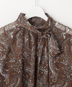 自由区 ペイズリープリントボウタイ ブラウス