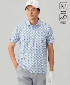 23区GOLF 【MEN】【吸水速乾/UVカット】アザミ小紋柄半袖ポロシャツ