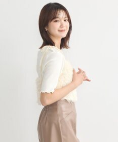 earth music&ecology ベロアリボンフェザービスチェ