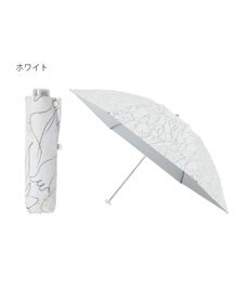 MOONBAT 【晴雨兼用/ 一級遮光/UV99％】フワクール (Fuwacool) 折りたたみ日傘 フワクールホワイト ラインフラワー 軽量
