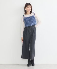 earth music&ecology ベロアリボンフェザービスチェ