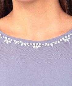 Tiaclasse 【洗える】ビジュー付きフレア袖チュニックブラウス