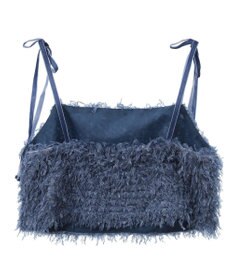 earth music&ecology ベロアリボンフェザービスチェ