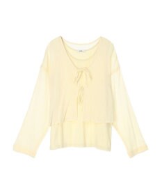 earth music&ecology ＳＥＴ２点クレープリボンブラウス＋インナー