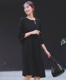 Tiaclasse L 【洗える】飴玉パールフレア袖ワンピース