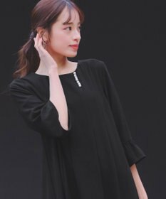 Tiaclasse L 【洗える】飴玉パールフレア袖ワンピース