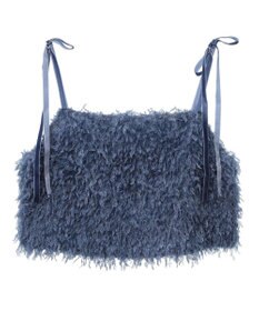 earth music&ecology ベロアリボンフェザービスチェ