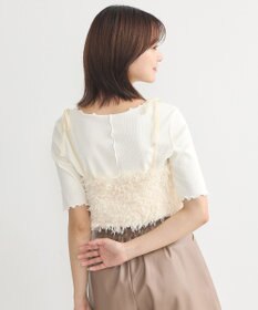 earth music&ecology ベロアリボンフェザービスチェ