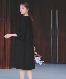 Tiaclasse L 【洗える】飴玉パールフレア袖ワンピース