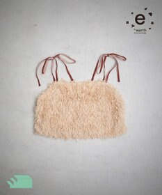 earth music&ecology ベロアリボンフェザービスチェ