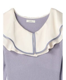 earth music&ecology パイピングフレアカラーニットワンピース