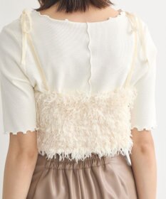 earth music&ecology ベロアリボンフェザービスチェ